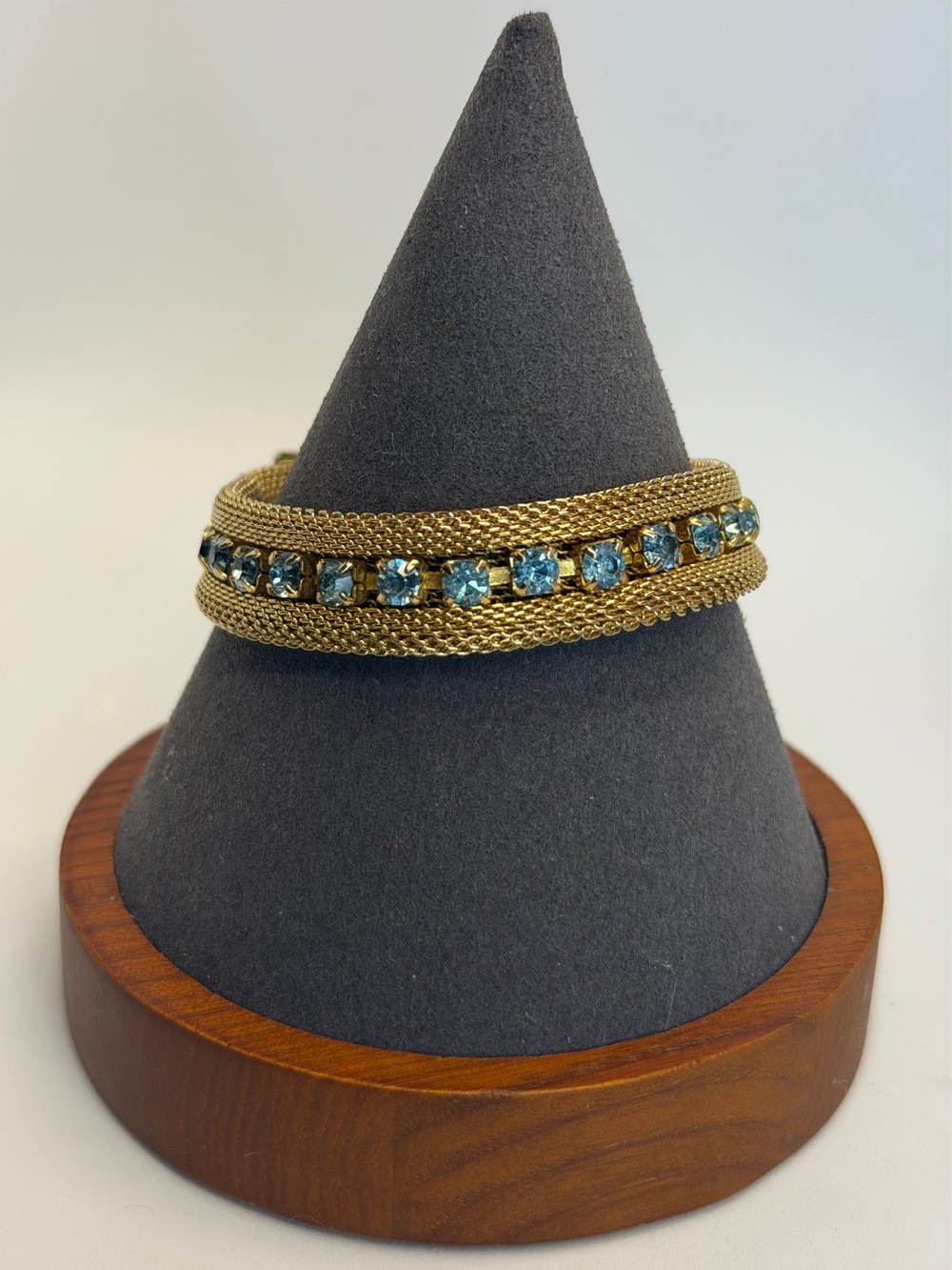 Vintage Gold-Tone Bracelet with Blue Crystal Accents